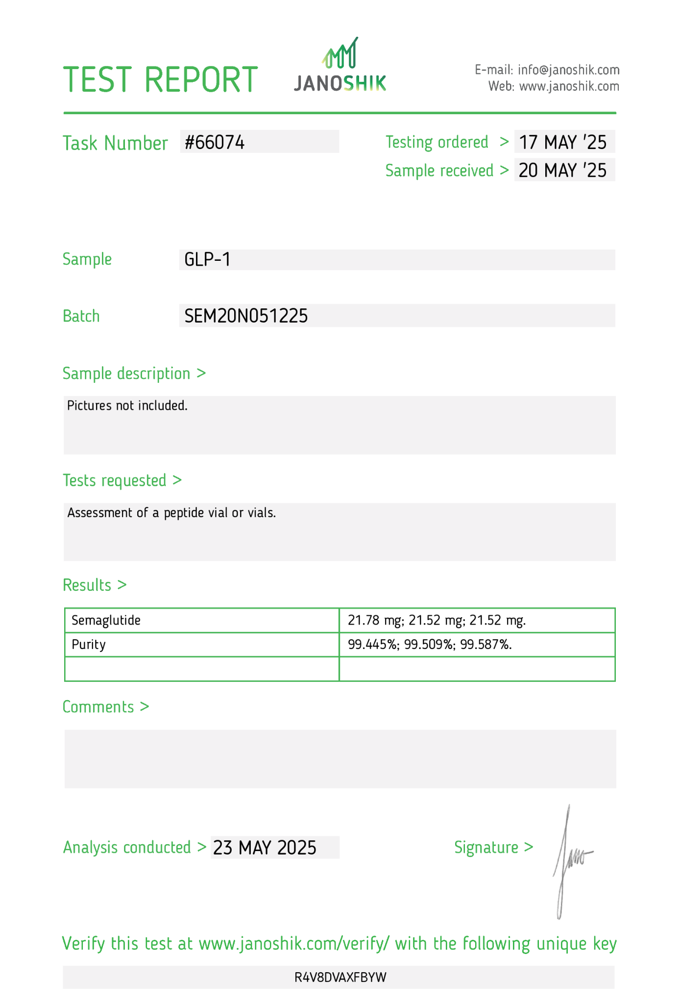 GLP-1 S (20 mg) Lypholized