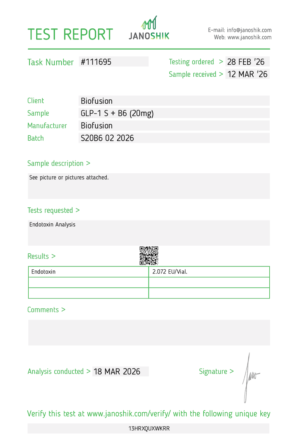 GLP-1 S | B6 (20mg) Lyophilized