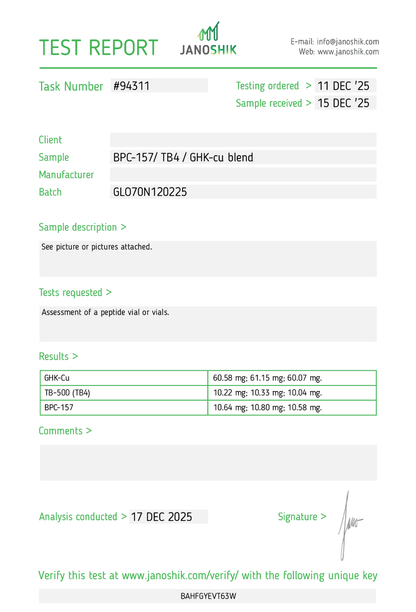 GLOW GHK-CU (50mg) / BPC-157 (10mg) / TB500 (10mg)