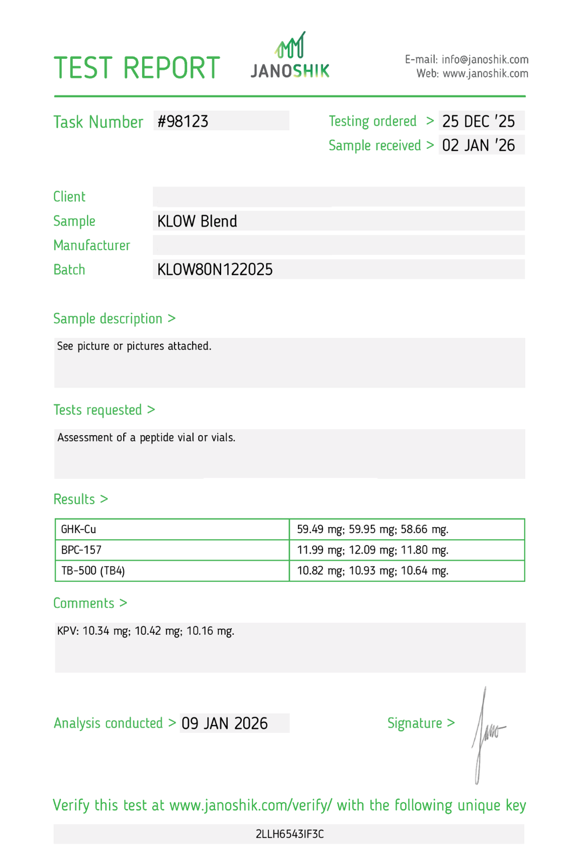 KLOW - GHK-Cu (50mg) / KPV (10mg) / BPC-157 (10mg) / TB500 (10mg)