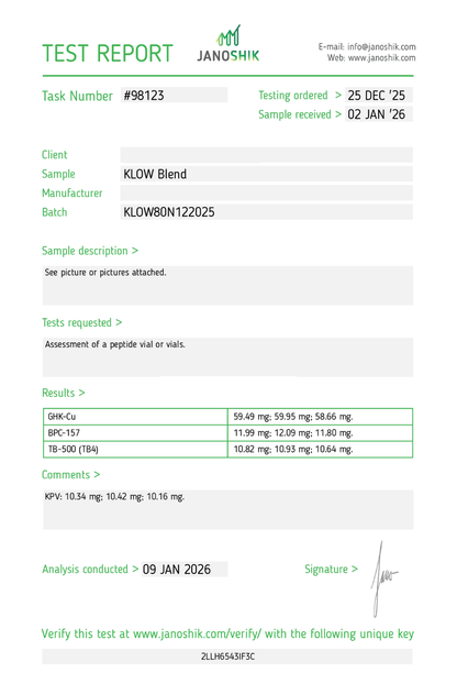 KLOW - GHK-Cu (50mg) / KPV (10mg) / BPC-157 (10mg) / TB500 (10mg)