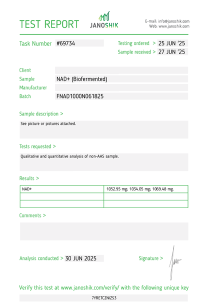 NAD+ (1000mg) Biofermented