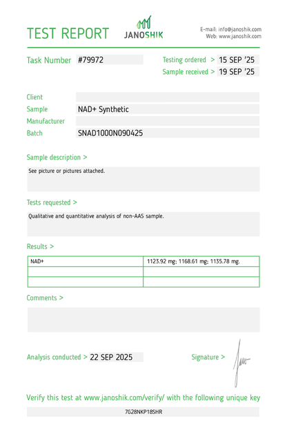 NAD+ (1000mg) Synthetic (6ml Vial)