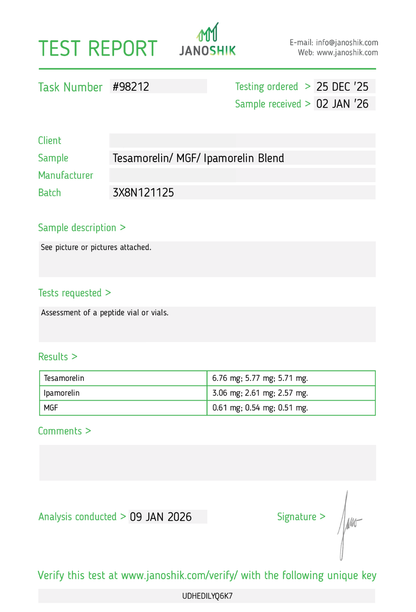 3X Blend Tesamorelin (5mg) / MGF (500mcg) / Ipamorelin (2.5mg)
