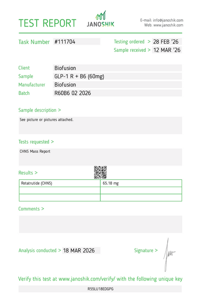GLP-1 R | B6 (60mg) Lyophilized
