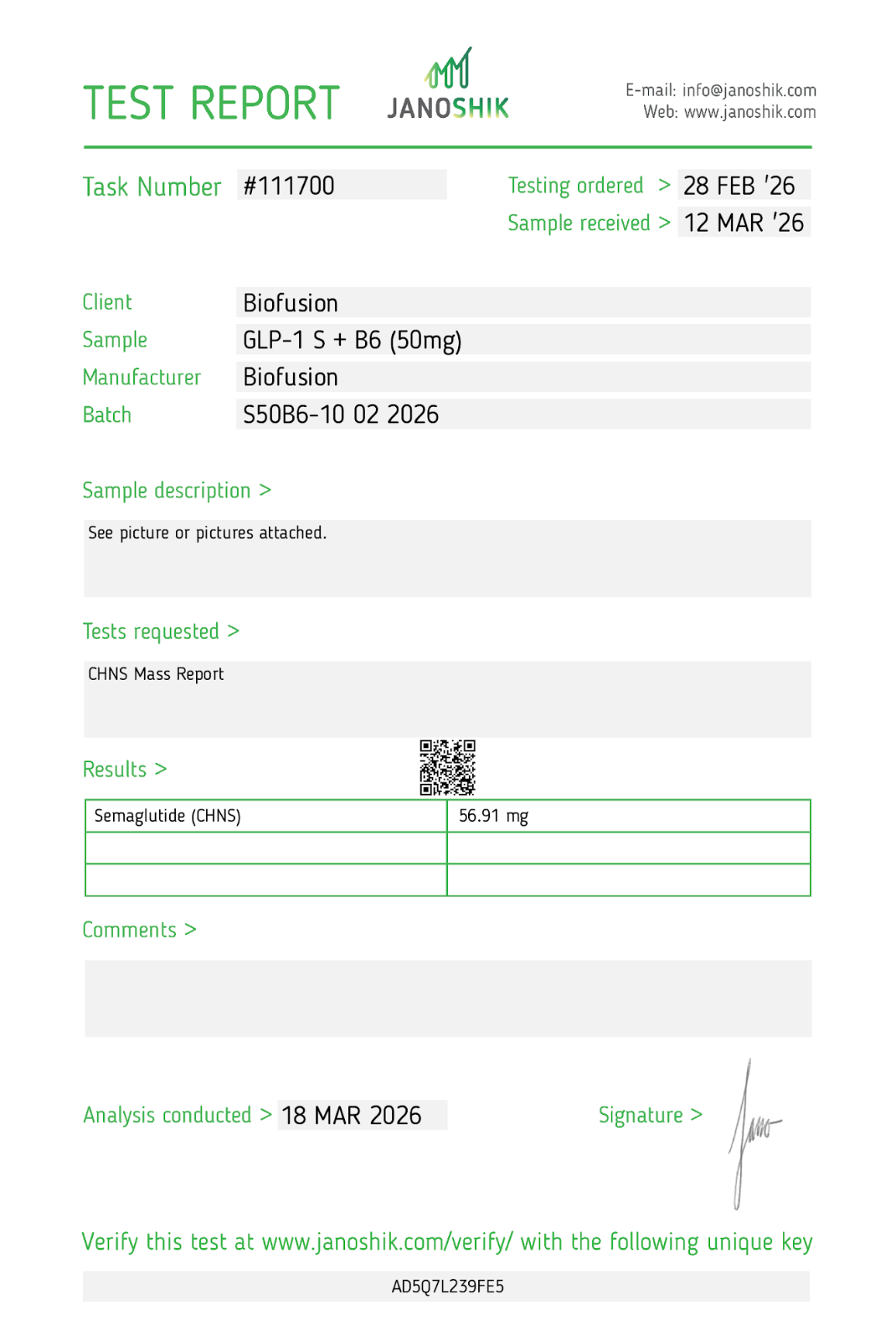 GLP-1 S | B6 (50mg) Lyophilized